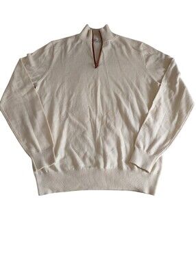 Collars & Co Medium 1/4 Zip Pullover Cream Cashmere Cotton Blend